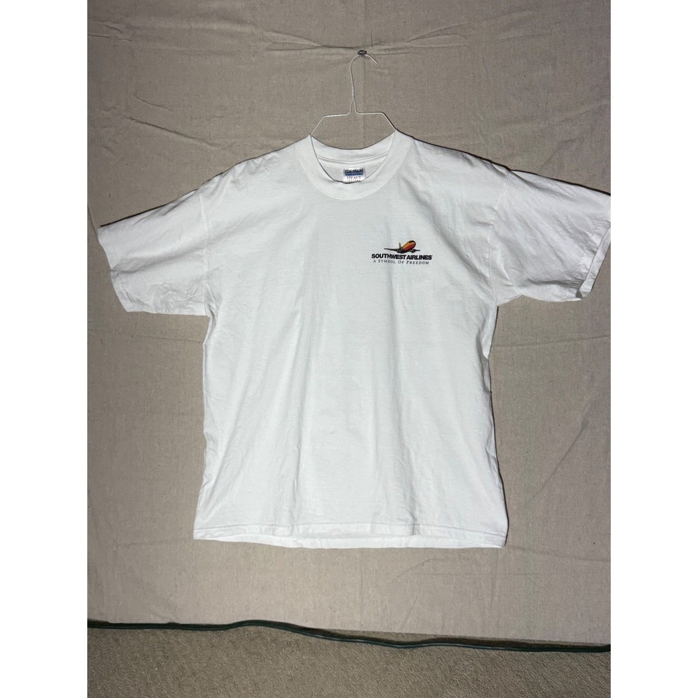 VTG Southwest Airlines T Shirt Mens XL White I Believe I Can Fly Graphic Gildan
